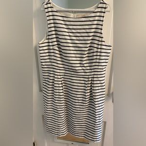 LOFT Gray/Black and Off-White/Cream Linen Blend Sleeveless Dress